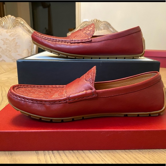 ❤️ Authentic Red Leather Gucci Loafers size 38 1/2 - Picture 3 of 9